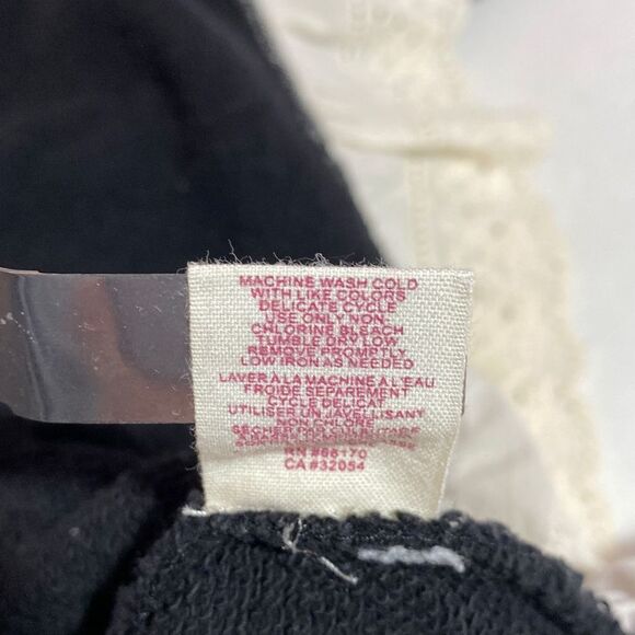 Free People Goth Black Tunic Size XS Lace Neck Stud Accents Raw Hem Layered - Picture 6 of 11